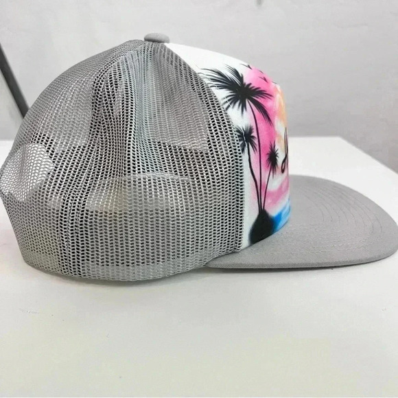 Hurley Trucker Hat with Airbrushed Swordfish and Sunset Ocean Scene - Picture 5 of 7